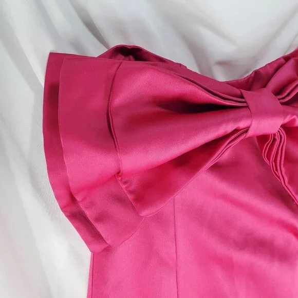 Fashion Nova Women's Pink Mini Dress Strapless Adina Bow Back Zip Size Large